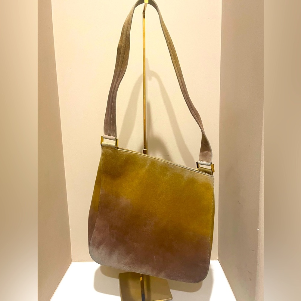 Fendi Vintage Two Toned Suede Brown To Gold Sling Bag